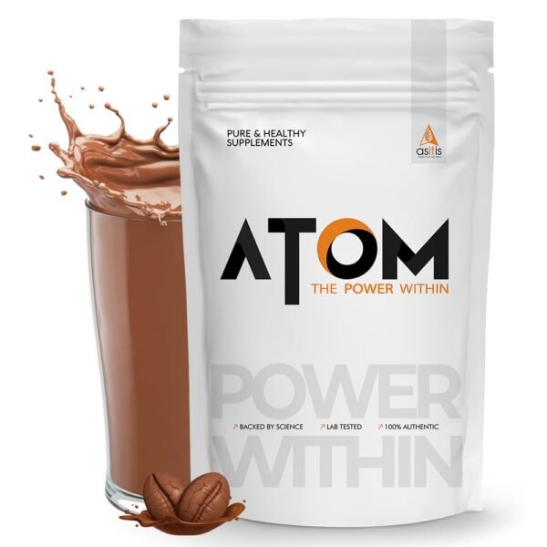 ATOM Whey Protein 1kg | 27g protein | Isolate & Concentrate | Mocha Cappuccino